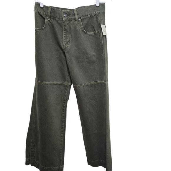 Free People We The Free Benji Wide Leg Jeans Women’s 26 Army Green NWT - Picture 2 of 10